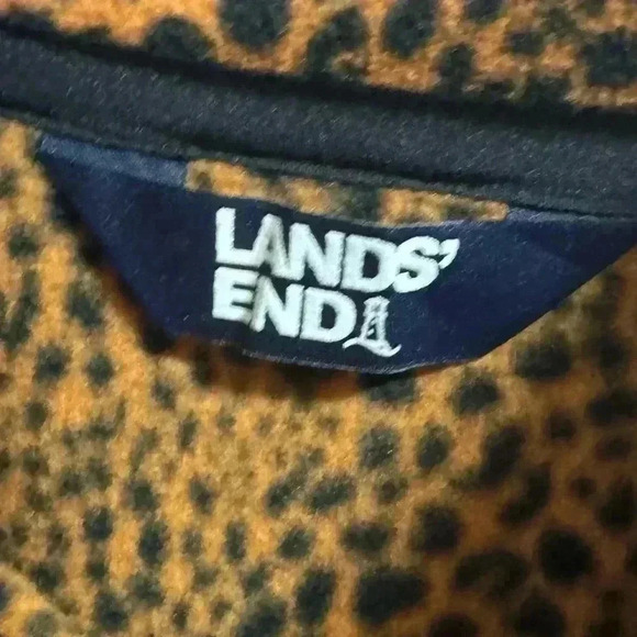 Lands End Animal Print Fleece Quarter Zip Pullover Size 1X - Picture 3 of 7